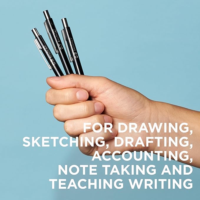 SAKURA 50299 Mechanical Pencil Fixed Sleeve 0.9-mm with 3 Erasers, Black