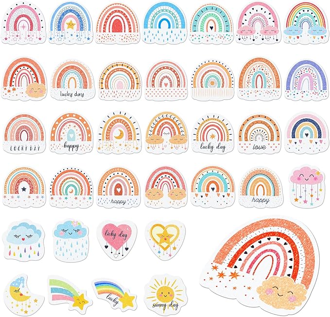 Gersoniel 36 Pcs Anxiety Sensory Stickers Strips Adhesive Textured Mental Health Calm Stickers Mindfulness Fidget Decals Stress Anxiety Relief Items for Therapy Office Desk(Boho Style)