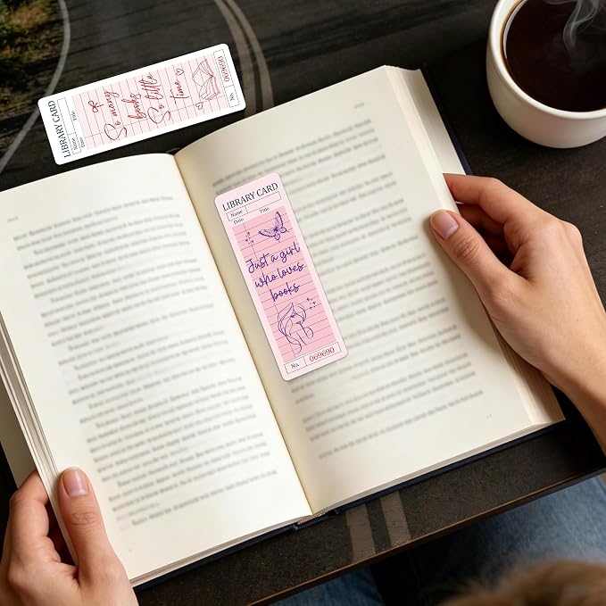 Spicy Library Card Bookmarks Bulk, 100 Pcs Smut Dark Romance Book Marks for Reading Women, Pink Bookish Page Markers for Book Club Reading Group Gifts Funny Dark Romance Merch