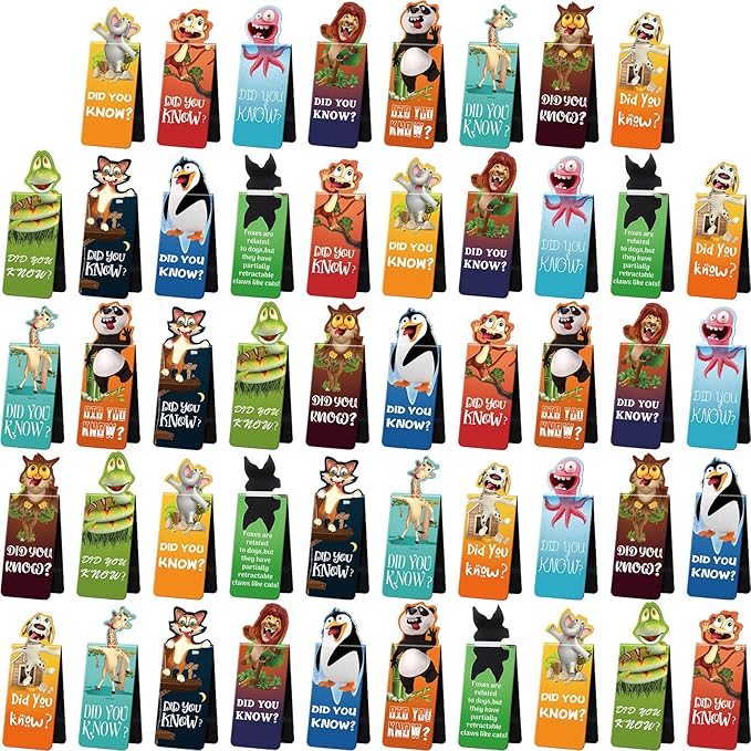 Sepamoon 12 PCS Animal Magnetic Bookmarks, Cute Page Markers for Classroom Rewards, Teacher Prize Supplies, Reading Incentives, Party Favors, Book Lovers Gifts Bulk