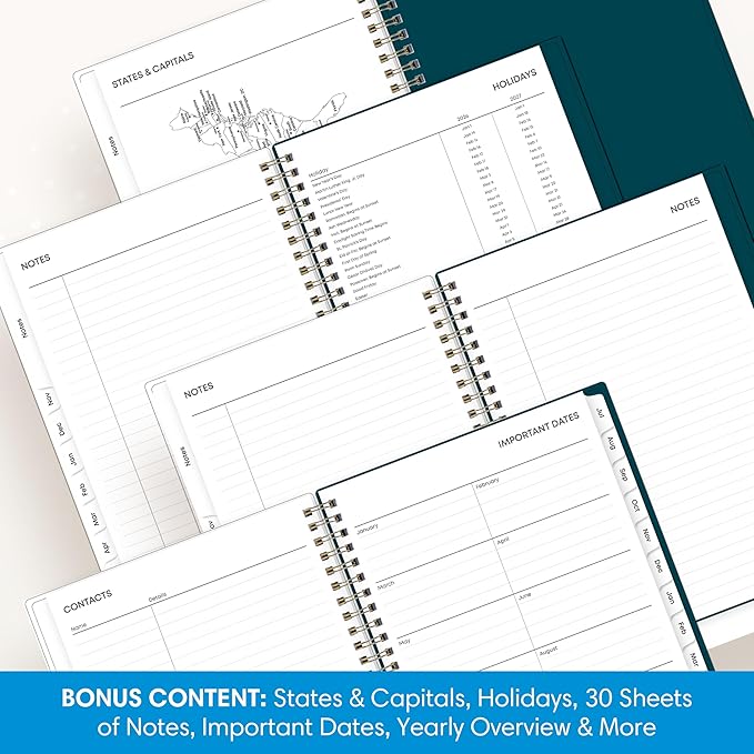 Blue Sky 2026-2027 Weekly and Monthly Academic Year Planner Calendar, July 2026 - June 2027, 5.875" x 8.625", Flexible Cover, Wirebound, Laminated Tabs, Includes Extra 30 Sheets of Notes, Greta