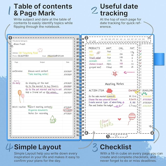 Regolden-Book To Do List Notebook, Daily Planner for Work, Project Tasks & Personal Organizer, Checklist Man/Women, Pocket, Pen Loop, 160 Pages (7"x10")