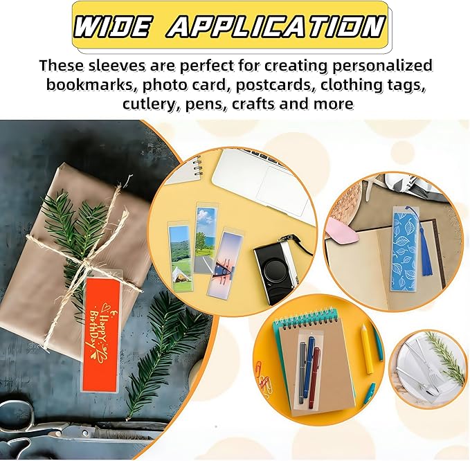 50 Pcs Clear PVC Sleeves 2.95 x 7.28 inch Blank Plastic Bookmark Holder Package with Hang Hole Reusable Photo Booth Pictures Frames Cover Pen Jewelry Pouches for Offices Wedding Gift Party Favor