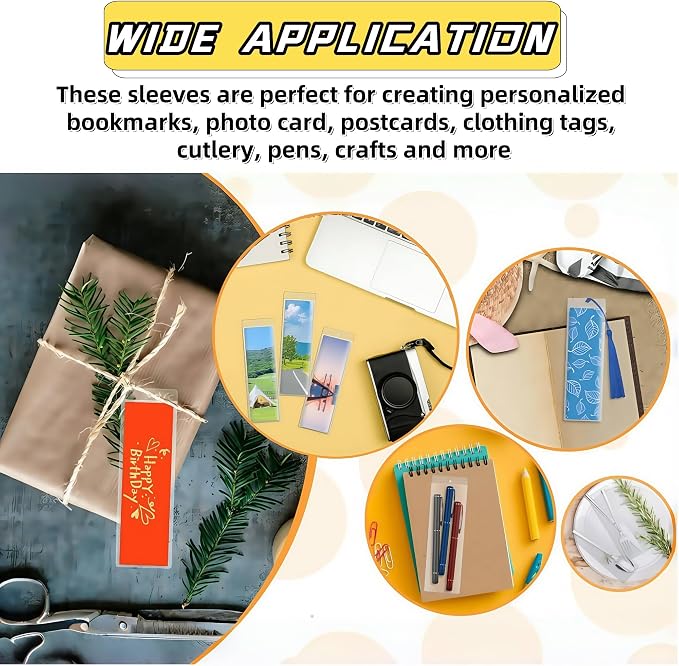 50 Pcs Clear PVC Sleeves 3.15 x 7.48 inch Blank Plastic Bookmark Holder Package with Hang Hole Reusable Photo Booth Pictures Frames Cover Pen Jewelry Pouches for Offices Wedding Gift Party Favor
