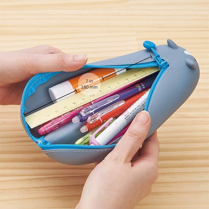 LIHIT LAB PuniLabo Zipper Pen Case/Pouch, Horizontal, 2.5" x 7.9", Black Cat (A7781-3), Pen: 2.5"x 7.9"x 2.4"