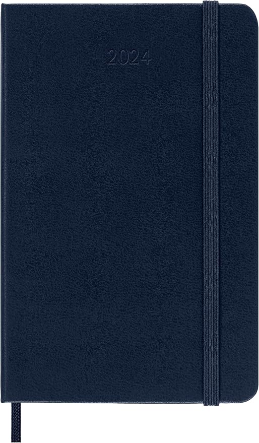 Moleskine Classic 12 Month 2024 Weekly Planner, Hard Cover, Pocket (3.5" x 5.5"), Sapphire Blue