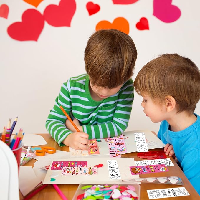 75Pcs Valentine Color Your Own Bookmarks for Kids Christian Theme DIY Coloring Blank Bookmark Classroom Art Craft Supplies for Teacher Student Valentine’s Day Party Reward Goodie Fillers Exchange Gift