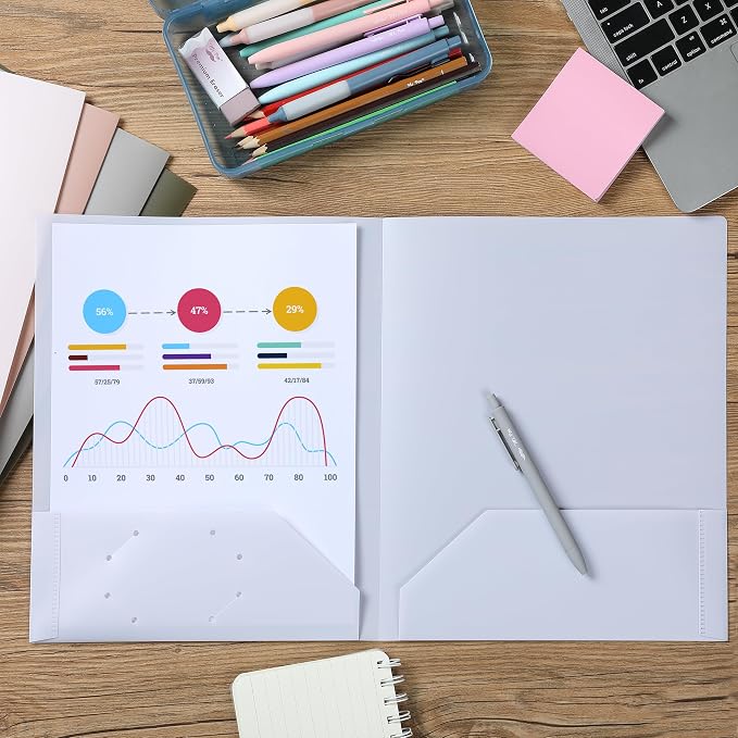 Mr. Pen- Plastic Folders with Pockets, 15 pcs, Aesthetic File Folder with Business Card Slot, 2-Pocket Folder, Back to School, Office, Filing Supplies