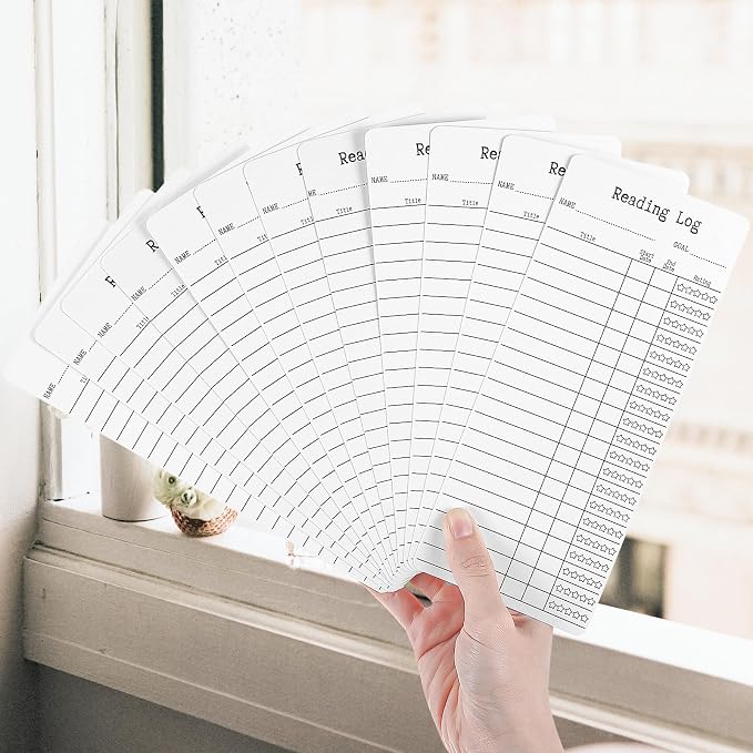 Mabor 12Pcs Reading List Bookmark Fun Library Cards Blank Reading Journal Bookmark Book Read Accessories for Book Lovers Read Chart for Students Adults