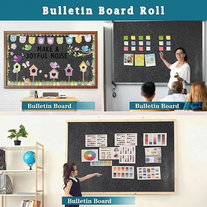 16" × 30ft Black Glitter Bulletin Board Roll Reusable Board Background Paper Wallpaper DIY Art Crafts Poster Paper Classroom Bulletin Board Decor for School Office Arts Crafts Home Wall Decor Supplies