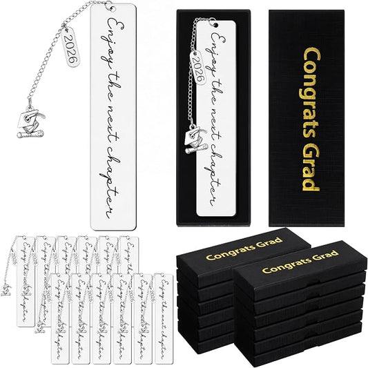 12 Sets Class of 2026 Graduation Bookmarks with Boxes 2026 Senior Graduation Gifts for Students Inspirational Grad Gifts High Middle Medical School 5th 8th Grade Grad Favors Classroom Party Favors