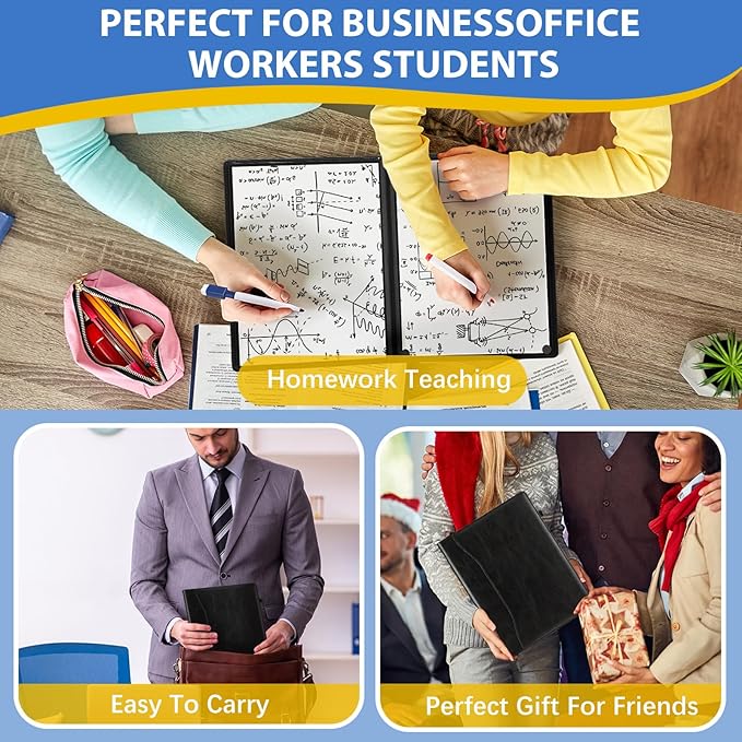 Feifeiya 6 Sides Dry Erase Notebook Portable White Board 12"x9"(a4) Travel Dry Erase White Board Notebook Foldable Anti-ghosting Surface for Office, School, Study, Travel & Business Meeting Planning