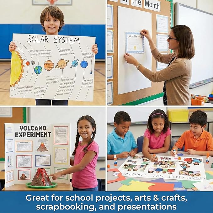 Rosmonde Poster Boards 22"x28" White, 100 Sheet Bulk Value Pack, Large Poster Boards for Science Fair Boards, Blank Bulk Boards for Vision Board Creations, Poster Board Supplies for School & Office