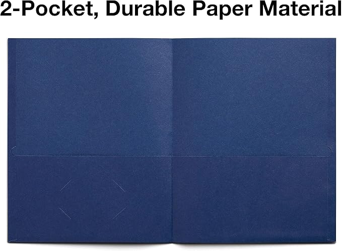 Staples 2-Pocket Paper Folders, Dark Blue – Letter Size School & Office Folders, 10-Pack