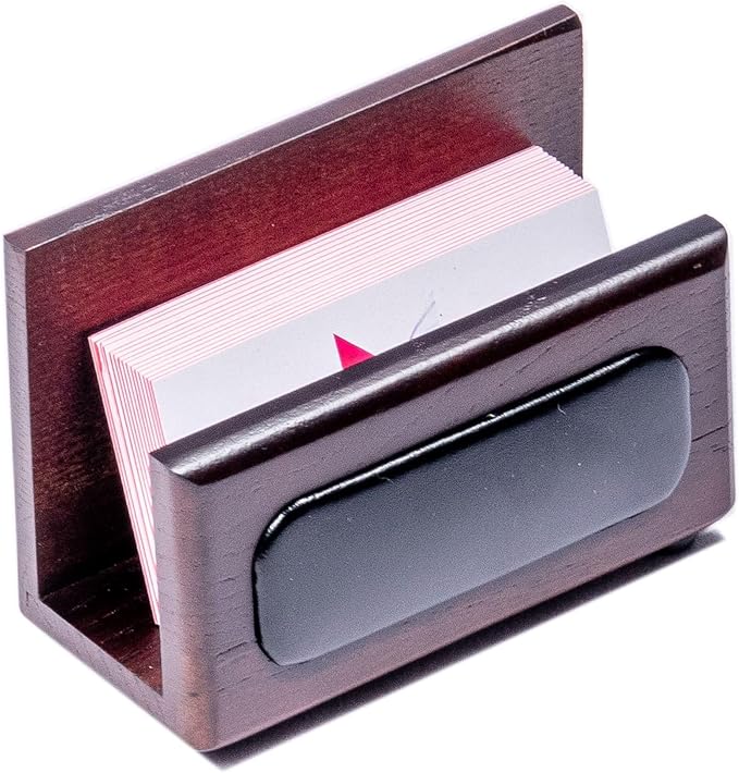 DACASSO Wood & Leather Desk Set - Luxury Leather Desk Pad & Desk Organization Essentials (Walnut and Black, 7 Piece)