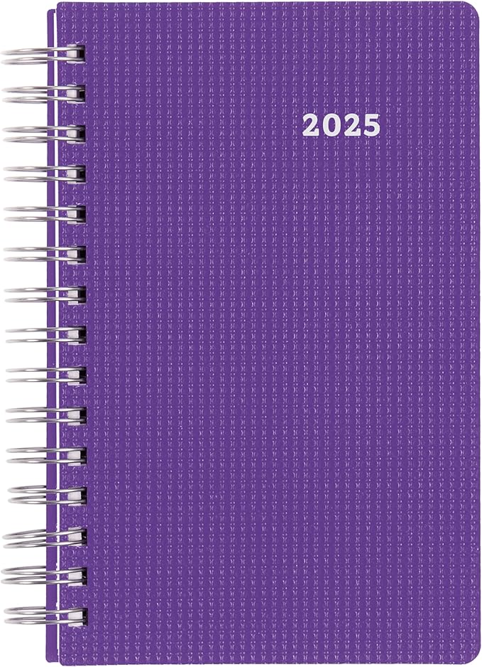 Brownline® 2025 DuraFlex Daily/Monthly Planner, Appointment Book, 12 Months, January to December, Twin-Wire Binding, 8" x 5", Purple (CB634V.PUR-25)