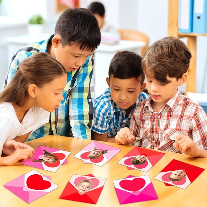 60pcs Valentine's Day Theme DIY Cutouts Heart Envelope Bulletin Board Decoration Set Envelope Paper Cut-Outs Classroom Decor for Valentines Classroom DIY Photo Craft Party School Wall Door Supplies