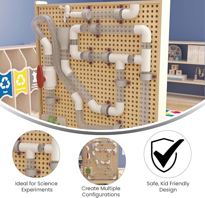 Classroom Essentials Commercial Grade 80 Piece Pipe Builder Set for Modular STEAM Wall Systems