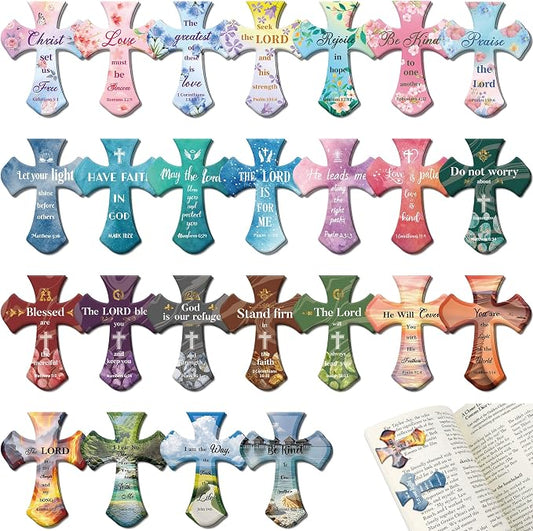 100Pack Magnetic Bookmarks Christian Bookmarks Bulk Cross Bible Bookmark for Reading Women Men Kids Teacher Book Lovers Gifts, Religious Magnet Bookmark Clips Personalized Book Markers (Multi-Style)