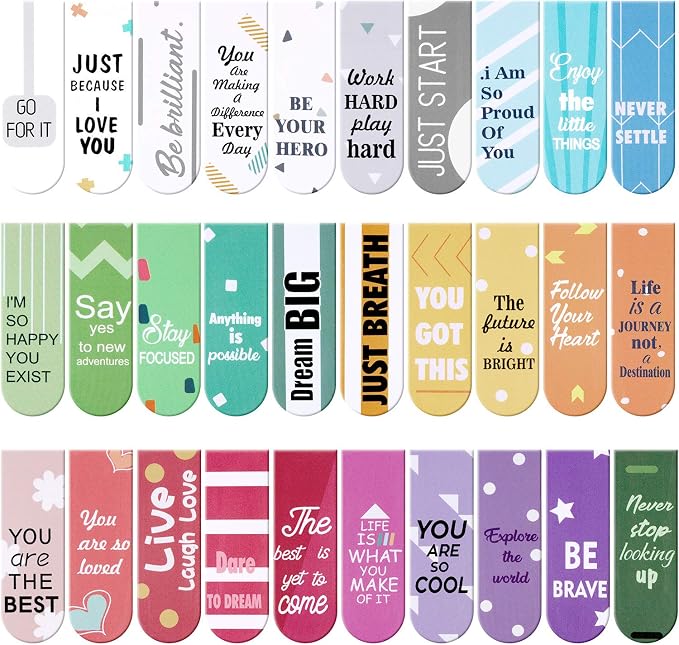 Inspirational Quotes Magnetic Bookmarks Encouraging Bookmarks Clips Magnet Page Markers Positive Magnetic Page Bookmark for Students Teachers School Home Office Supplies(30 Pcs)