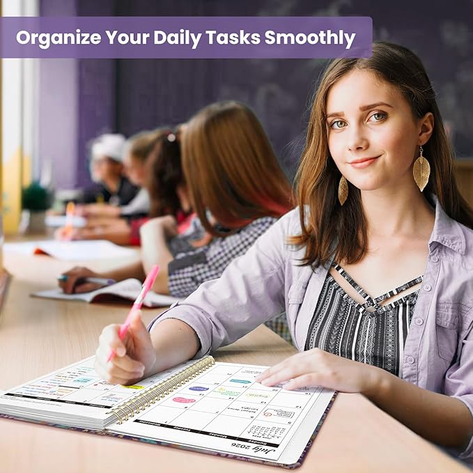 Planner 2026-2027, Monthly and Weekly Academic Planner July 2026 - June 2027, Hardcover Student Teacher Planning Agenda Calendar Book with Tabs, Perfect for Office School Supplies, A4 (8.5" x 11") - Lavendar Floral