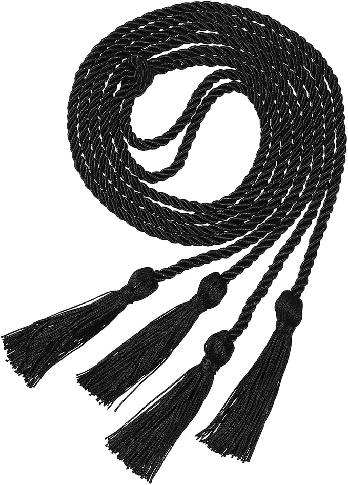 Graduation Double Honor Cords with Tassels Braided Academic Ropes for High School College Ceremony 68 Inch (Black)