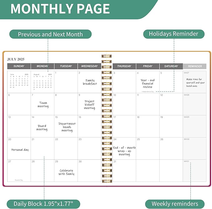 Monthly Planner 2026-2027 Calendar Planner with Hardcover from JAN 2026 - June 2027, 8.5" x 11", 18 Months for School Office Home Planning, Pinkish-Orange