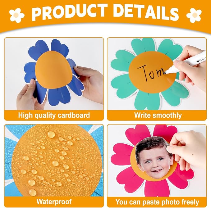 gisgfim 80Pcs Colorful Flower Cutouts Spring Decorations Bulletin Board Floral Paper Cut-Outs Classroom Decor for Back to School Boy Girl DIY Craft Photo Wall Kindergarten Preschool Party Favor Supply