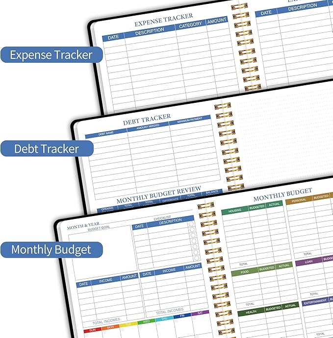 Budget Planner - Monthly Financial Planner Organizer with Expense Budget Book/Expense Tracker Notebook/Accounting Book for School, Home, Office, Monthly Organizing & Planning - Black