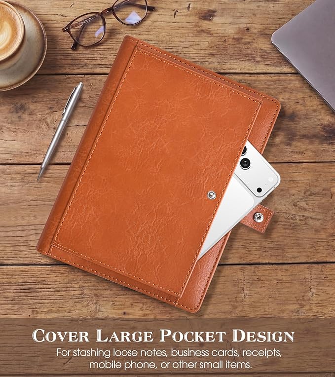Planner 2026-2027, Academic Weekly and Monthly Calendar Planner from July 2026 - June 2027, Hardcover Leather Daily Agenda Book with Tabs, A5 College School Organizer for Student Teacher, Brown