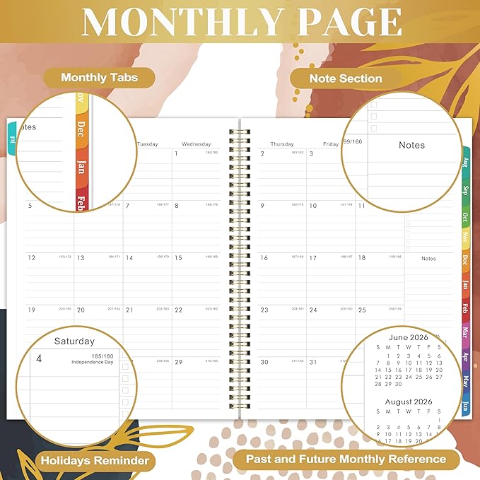 2026-2027 Weekly and Monthly Planner/Calendar - Academic Planner 2026-2027, JUL 2026 to JUN 2027, 12 Colorful Tabs, 9" x 11" Twin-Wire Binding, Inner Pocket