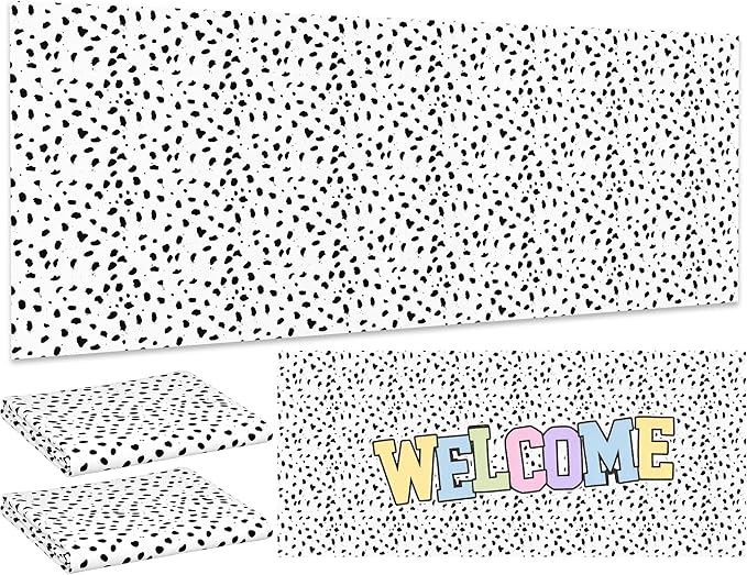 Hahafelt 2 Pack 47 x 108 Inch Fabric Bulletin Board Roll Waterproof Non Woven Classroom Background Decoration Resistant Bulletin Board for Back to School Wall Decor DIY Craft (Spot)