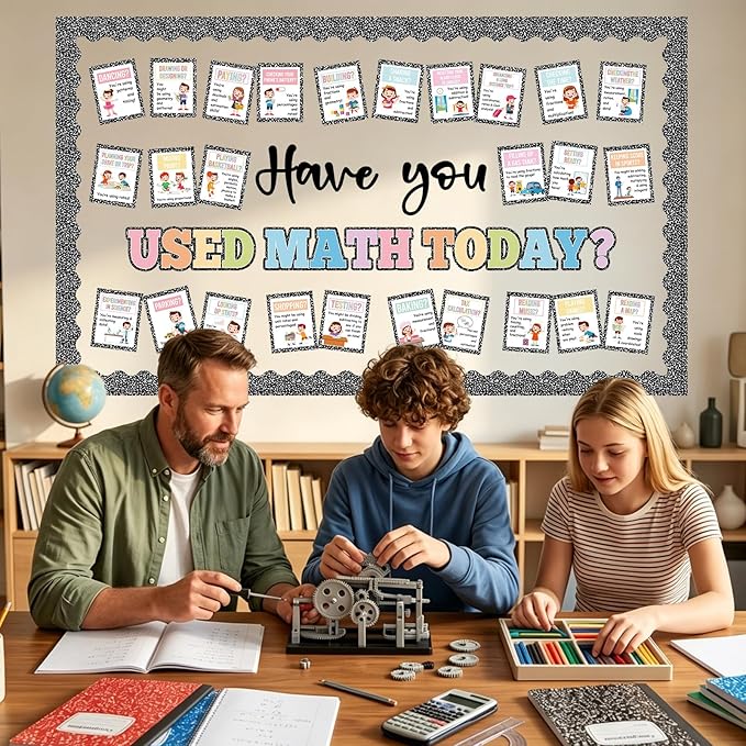 Math Bulletin Board Set Mathematics Composition Notebook Classroom Decoration Have You Used Math Today Poster Mathematics Paper Cutouts for School Chalkboard Wall Back to School Supplies