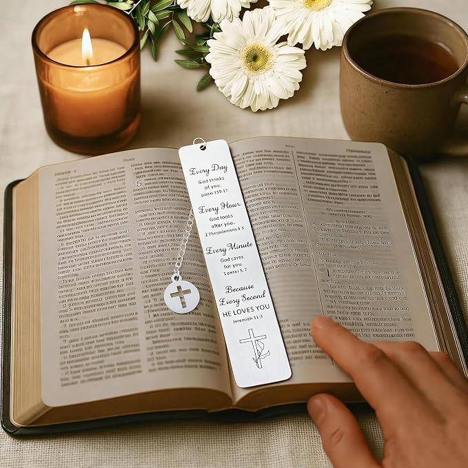 Bible Bookmark Metal Bookmarks Christian Gift for Women Men Girls Boys Baptism and First Communion Graduation and Back to School Religious Inspirational Scripture Verse Bookmark for Book Lovers