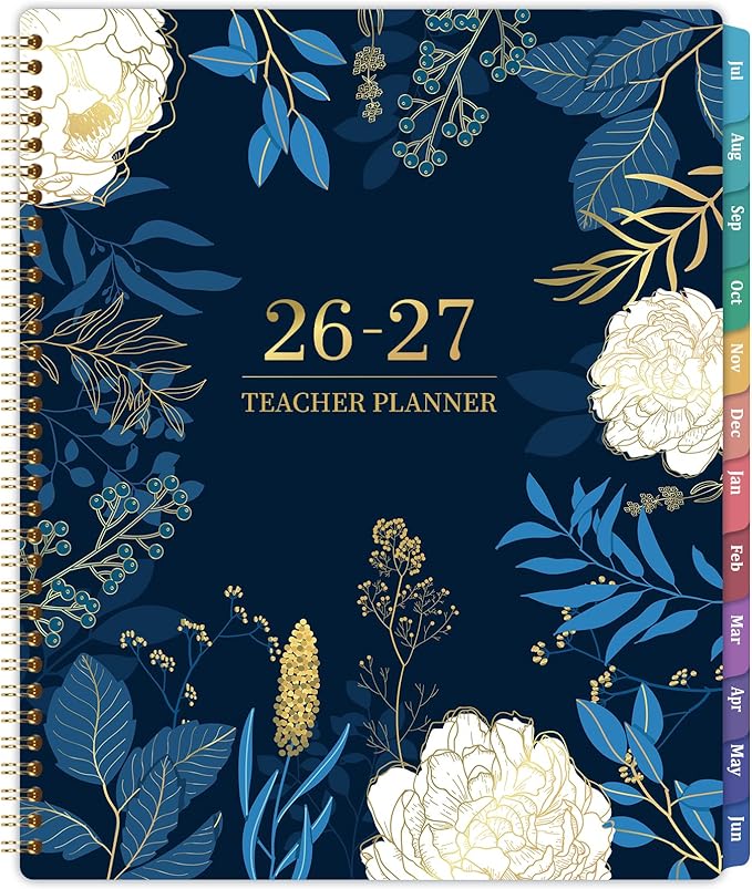 Teacher Planner 2026-2027 - Teacher Planner 2026-2027 Academic Year, Weekly & Monthly Lesson Planner, JULY 2026 - JUNE 2027, 8.5'' x 11'', Colorful Monthly Tabs, Twin-Wire Binding, Holidays, Pocket