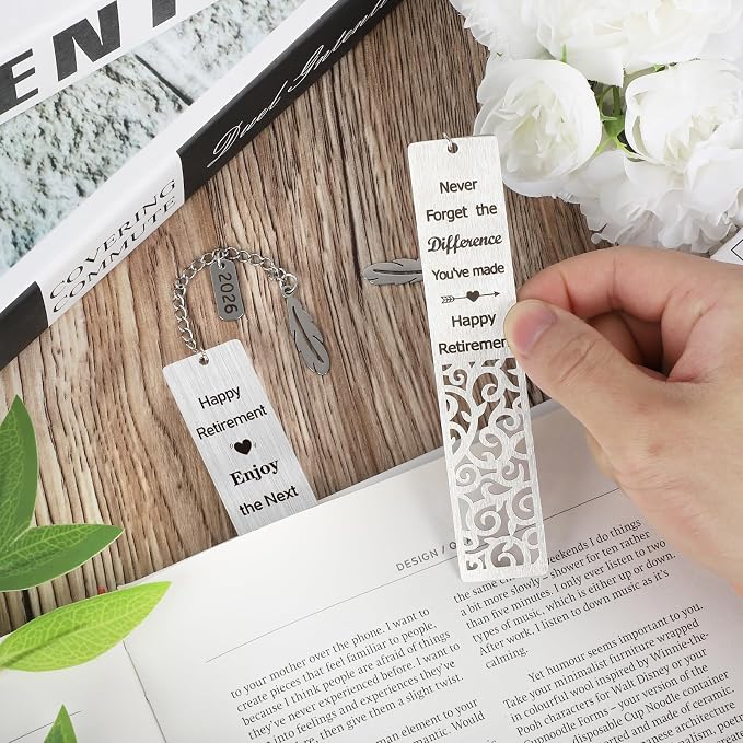 Retirement Gifts for Women 2026 Coworker Retirement Bookmarks for Women Men Book Lovers Farewell Going Away Goodbye Appreciation Retirement Gifts for Retired Teacher Nurse Colleagues(2Pcs Metal)