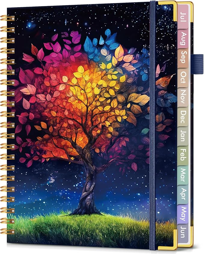 Academic Planner 2026-2027, Hardcover Weekly and Monthly Calendar Planner from July 2026 - June 2027, Daily Agenda Planners with Tabs, College School Organizer for Student Teacher, A4 (8.5" x 11"), Colorful Tree