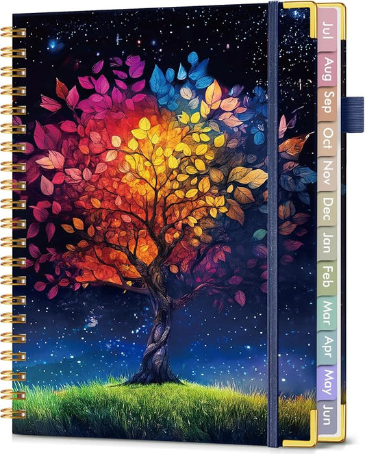 Academic Planner 2026-2027, Hardcover Weekly and Monthly Calendar Planner from July 2026 - June 2027, Daily Agenda Planners with Tabs, College School Organizer for Student Teacher, A4 (8.5" x 11"), Colorful Tree