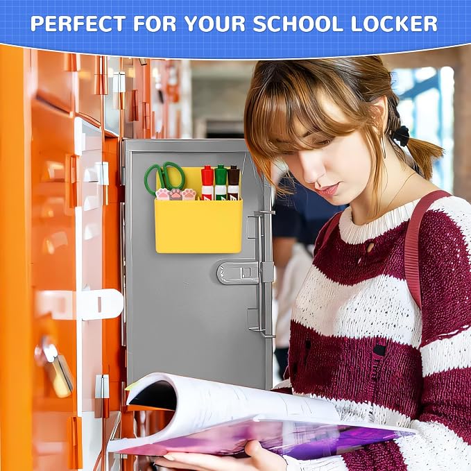 Magnetic Dry Erase Marker Holder, Magnetic Pen Marker Holder for Whiteboard, Fridge, Locker Accessories, School, Office, Home, Magnet Pen Cup,1 Pack, Yellow