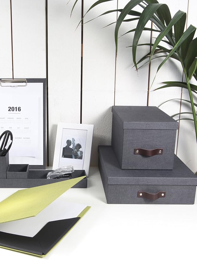 The Holding Company 'Oskar A4 Storage Box for Letters, 26 x 35 x 9 cm (W x D x H) Grey
