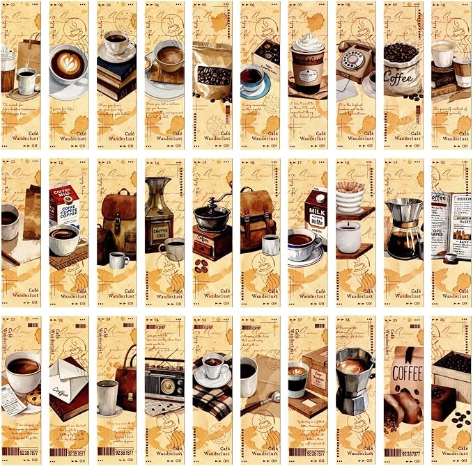 Vintage Retro Style Bookmarks, 30PCS (Café Wanderlust)