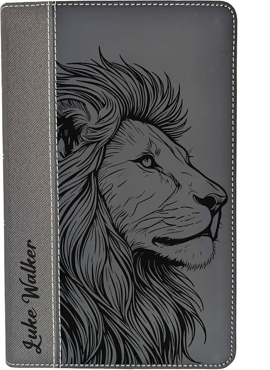 Farm and Posh Personalized NIV Personal Bible with Crown of Thorns | Large Print (Black Lion Side Profile)