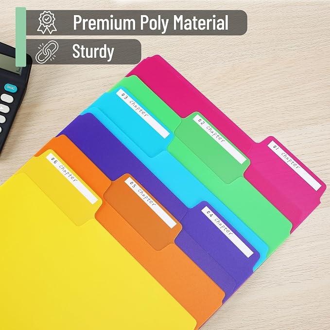 Mr. Pen- File Folders, 1/3 Cut Tab, 6 Pack, Assorted Colors, Letter Size, Colored File Folders, Letter File Folders
