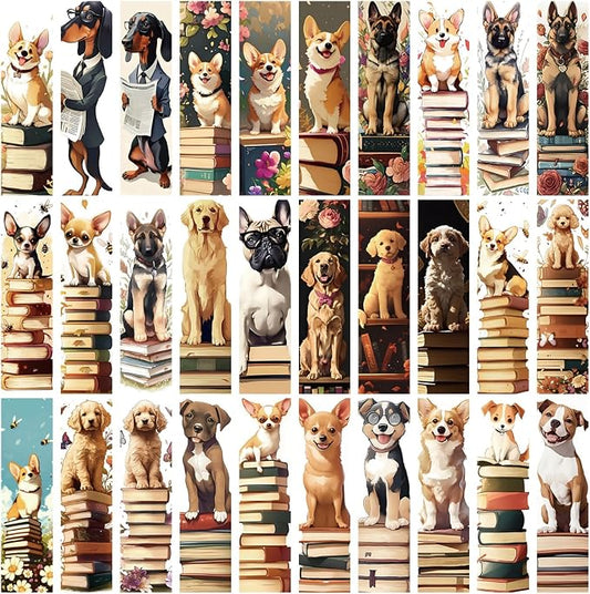 30 Pcs Cute Dog Bookmarks for Teens Adults Cartoon Puppy Reading Bookmark for School Office Students Teens Book Reading Lovers Classroom Gifts
