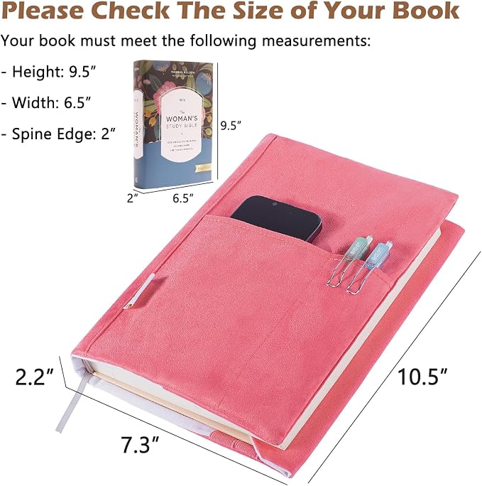 APLUFINE Velvet Book Cover for Paperbacks, Reusable Fabric Book Cover with Pockets, Adjustable Book Protector for Softcover Books, Journals & Bibles