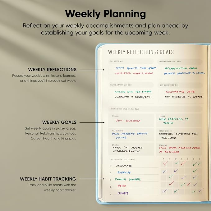 PRODUCTIVITY STORE Pro - Undated, 2026 Planner, 5.8” x 8.3” - The #1 Productivity Planner to Achieve Your 2026 Goals - Planner 2026-2027 - Blue - A5