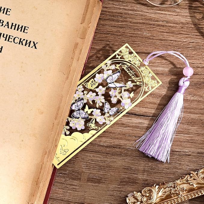 icceemee 2pcs Bookmark Butterfly Flower Theme Pretty Book Marks Set with Bookmarks for Women, Cute Book Markers for Writers, Kids, Teens, Men Readers, Reading Accessories Gifts for Book Lovers