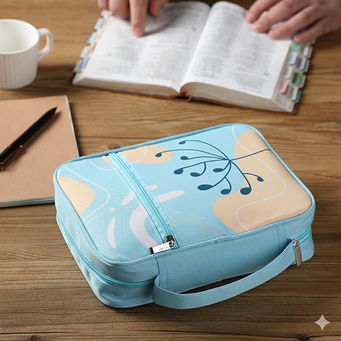 Mr. Pen- Bible Cover Case, Carrying Book Case with Durable Handle and Zippered Pocket, Bible Protective Church Bag for Men & Women, Christian Gifts, Sky Bloom