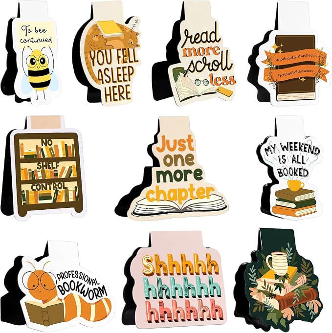 Ctosree 100 Pcs Funny Reading Magnetic Bookmarks for Women Booklovers Bookworm Magnetic Book Marks Back to School Cute Page Clip Gift for Women Book Club Students Teacher Office Adults Gifts
