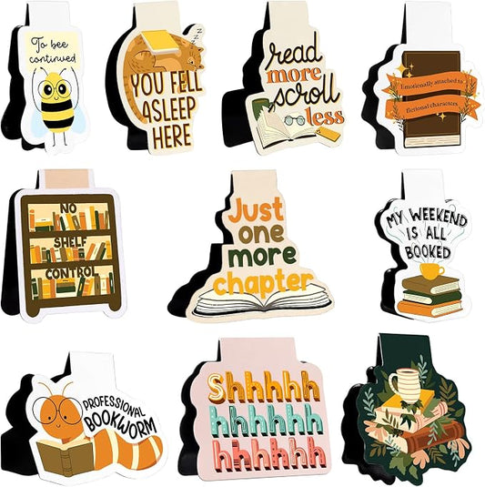Ctosree 100 Pcs Funny Reading Magnetic Bookmarks for Women Booklovers Bookworm Magnetic Book Marks Back to School Cute Page Clip Gift for Women Book Club Students Teacher Office Adults Gifts